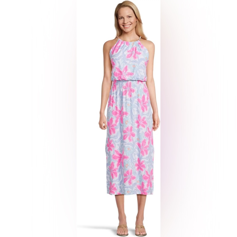 Lilly Pulitzer Gracelyn Halter Midi Dress - Multi Beachside Haven - Size M